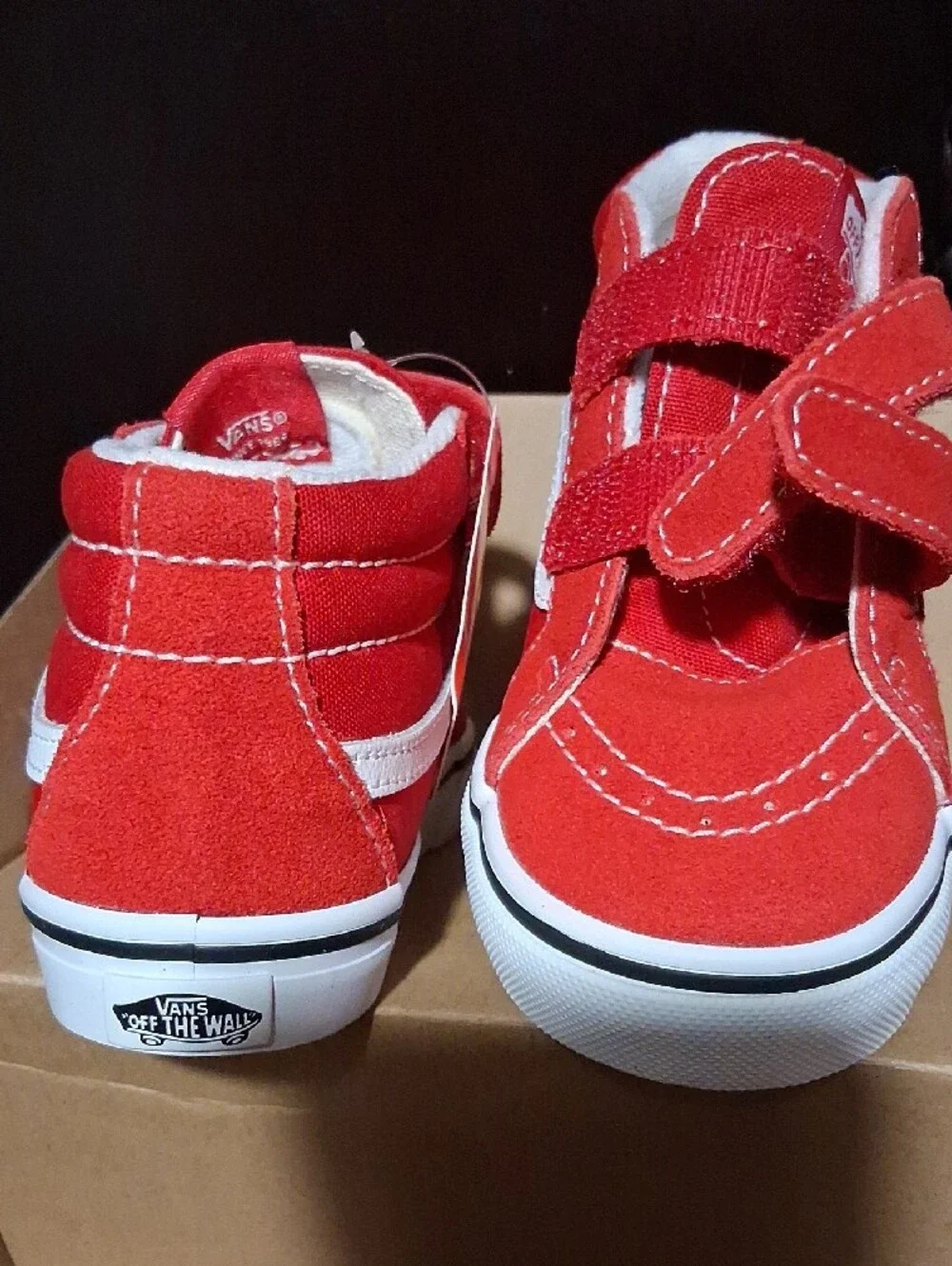 Vans Kids Red High-Top Velcro Canvas Sneakers 9.0 Usa Toddler